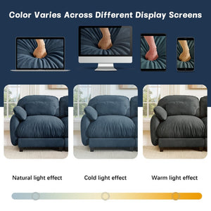 English Elm 3 Seater Chenille Modular Sofa Deep Cushioned Cloud Comfort for Modern Living Rooms Blue W714S02043