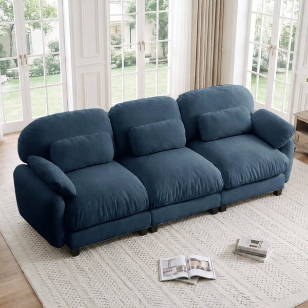 English Elm 3 Seater Chenille Modular Sofa Deep Cushioned Cloud Comfort for Modern Living Rooms Blue W714S02043