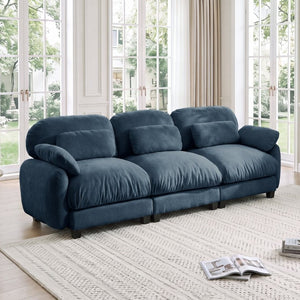English Elm 3 Seater Chenille Modular Sofa Deep Cushioned Cloud Comfort for Modern Living Rooms Blue W714S02043