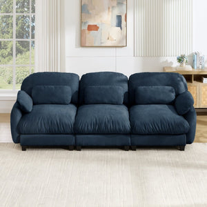 English Elm 3 Seater Chenille Modular Sofa Deep Cushioned Cloud Comfort for Modern Living Rooms Blue W714S02043