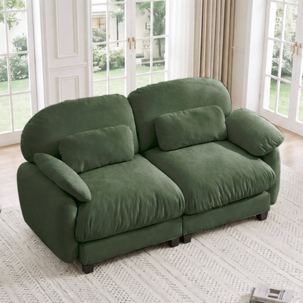 English Elm 2 Seater Chenille Modular Loveseat with Deep Cushions for Apartment Living Room Green W714S02049