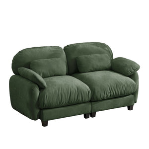 English Elm 2 Seater Chenille Modular Loveseat with Deep Cushions for Apartment Living Room Green W714S02049