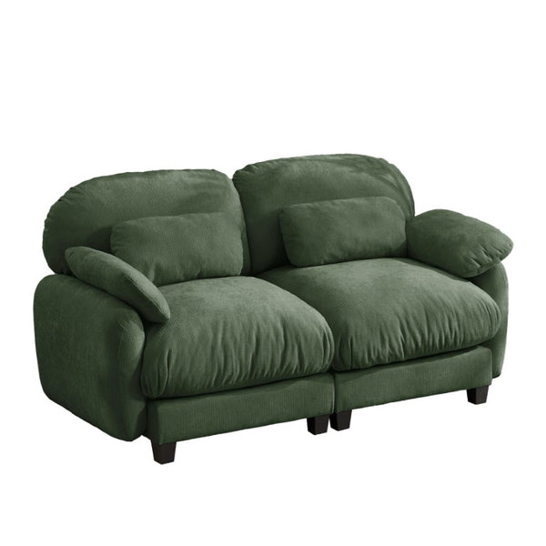 English Elm 2 Seater Chenille Modular Loveseat with Deep Cushions for Apartment Living Room Green W714S02049