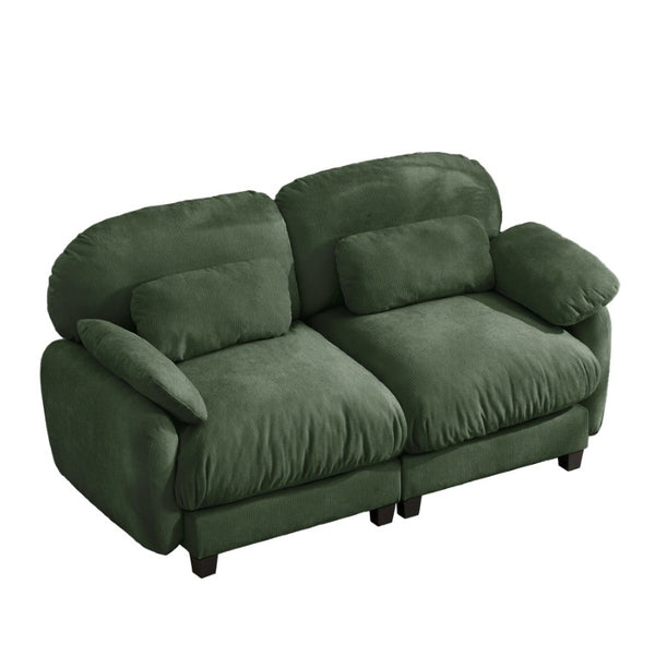 English Elm 2 Seater Chenille Modular Loveseat with Deep Cushions for Apartment Living Room Green W714S02049