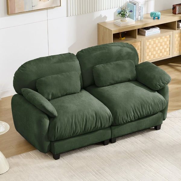 English Elm 2 Seater Chenille Modular Loveseat with Deep Cushions for Apartment Living Room Green W714S02049