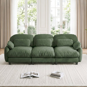 English Elm 3 Seater Chenille Modular Sofa Deep Cushioned Cloud Comfort for Modern Living Rooms Green W714S02052