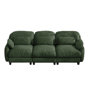 English Elm 3 Seater Chenille Modular Sofa Deep Cushioned Cloud Comfort for Modern Living Rooms Green W714S02052