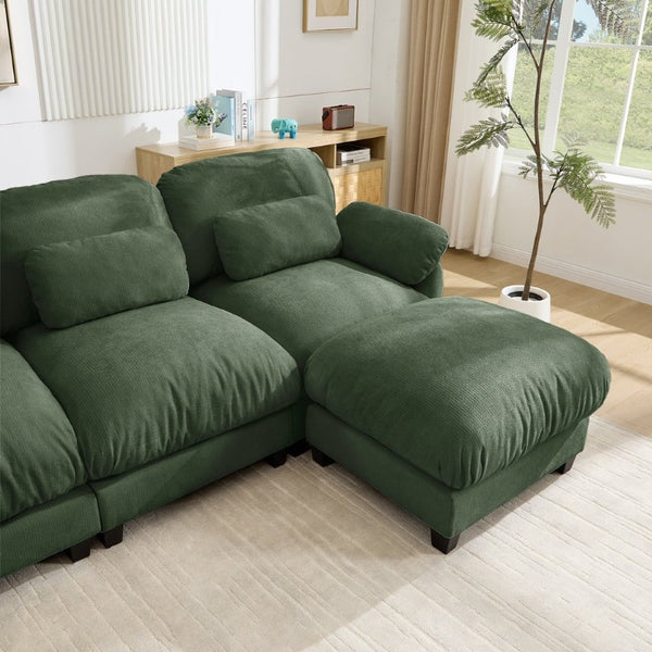 English Elm 3 Seater Chenille Modular Sofa Deep Cushioned Cloud Comfort for Modern Living Rooms Green W714S02052