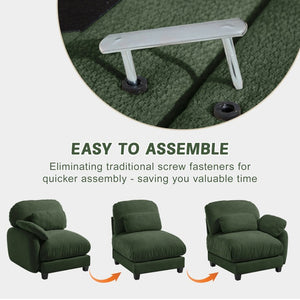 English Elm 3 Seater Chenille Modular Sofa Deep Cushioned Cloud Comfort for Modern Living Rooms Green W714S02052