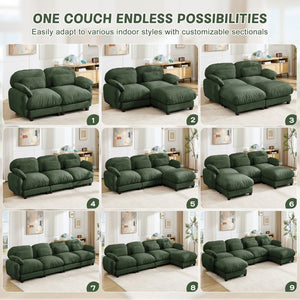 English Elm 3 Seater Chenille Modular Sofa Deep Cushioned Cloud Comfort for Modern Living Rooms Green W714S02052