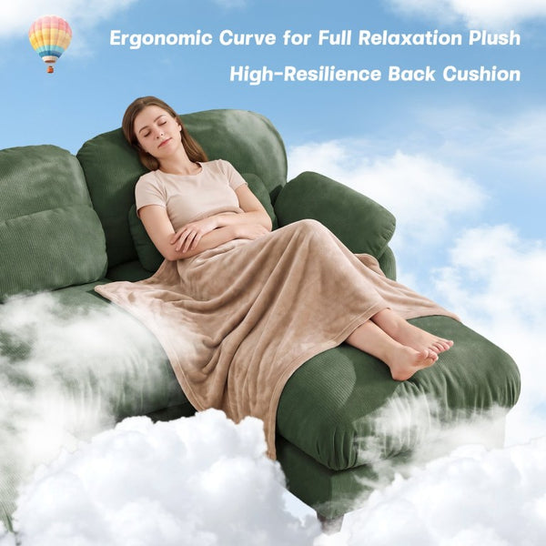 English Elm 3 Seater Chenille Modular Sofa Deep Cushioned Cloud Comfort for Modern Living Rooms Green W714S02052