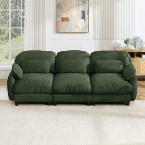 English Elm 3 Seater Chenille Modular Sofa Deep Cushioned Cloud Comfort for Modern Living Rooms Green W714S02052