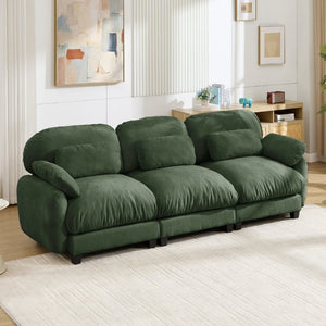 English Elm 3 Seater Chenille Modular Sofa Deep Cushioned Cloud Comfort for Modern Living Rooms Green W714S02052