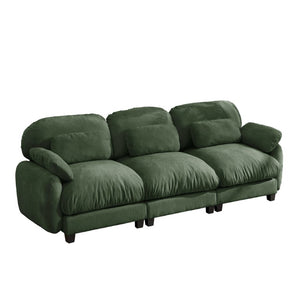 English Elm 3 Seater Chenille Modular Sofa Deep Cushioned Cloud Comfort for Modern Living Rooms Green W714S02052