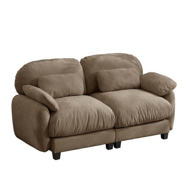 English Elm 2 Seater Chenille Modular Loveseat with Deep Cushions for Apartment Living Room Brown W714S02058