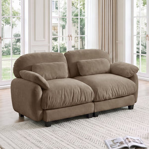 English Elm 2 Seater Chenille Modular Loveseat with Deep Cushions for Apartment Living Room Brown W714S02058