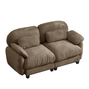 English Elm 2 Seater Chenille Modular Loveseat with Deep Cushions for Apartment Living Room Brown W714S02058