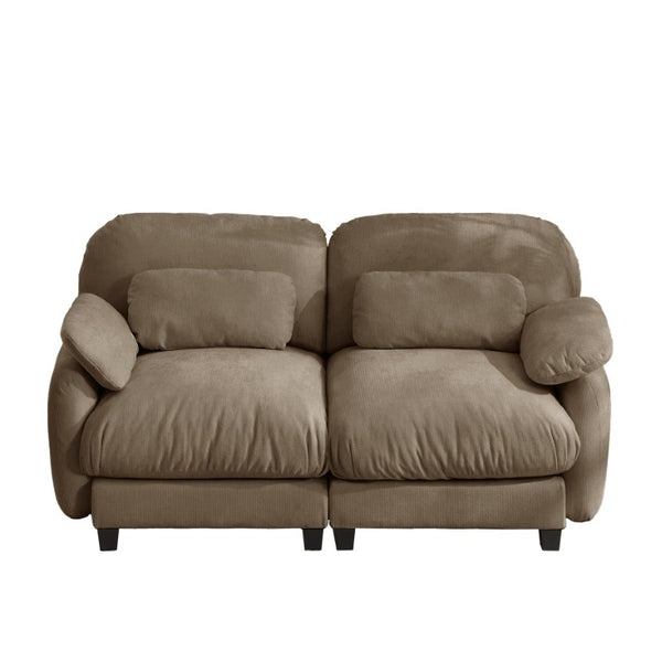 English Elm 2 Seater Chenille Modular Loveseat with Deep Cushions for Apartment Living Room Brown W714S02058