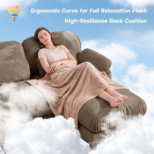 English Elm 3 Seater Chenille Modular Sofa Deep Cushioned Cloud Comfort for Modern Living Rooms Brown W714S02061