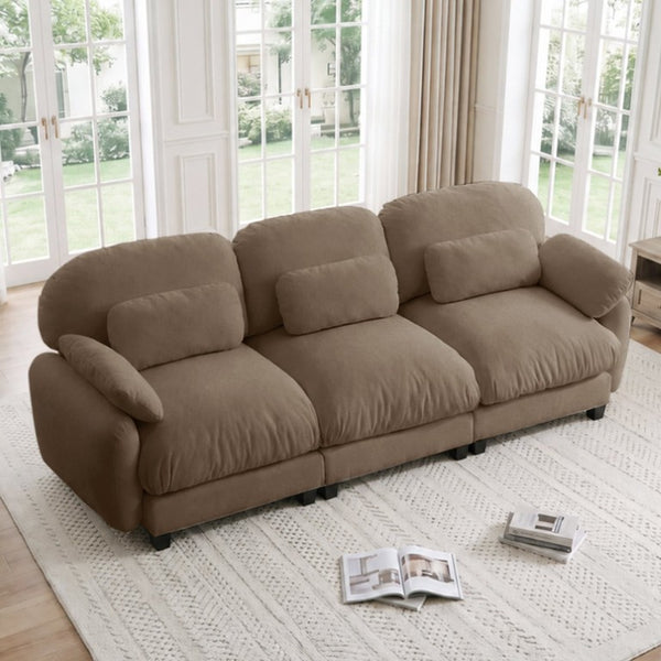 English Elm 3 Seater Chenille Modular Sofa Deep Cushioned Cloud Comfort for Modern Living Rooms Brown W714S02061