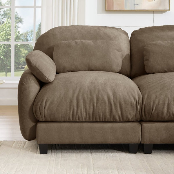 English Elm 3 Seater Chenille Modular Sofa Deep Cushioned Cloud Comfort for Modern Living Rooms Brown W714S02061