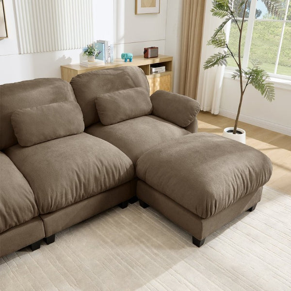 English Elm 3 Seater Chenille Modular Sofa Deep Cushioned Cloud Comfort for Modern Living Rooms Brown W714S02061