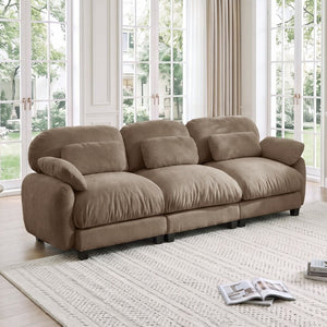 English Elm 3 Seater Chenille Modular Sofa Deep Cushioned Cloud Comfort for Modern Living Rooms Brown W714S02061