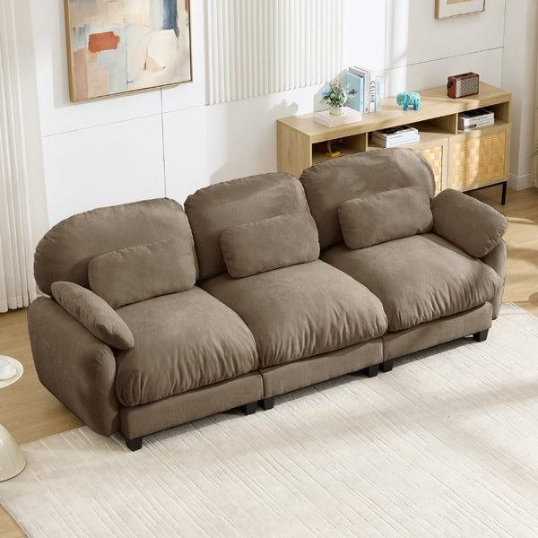 English Elm 3 Seater Chenille Modular Sofa Deep Cushioned Cloud Comfort for Modern Living Rooms Brown W714S02061