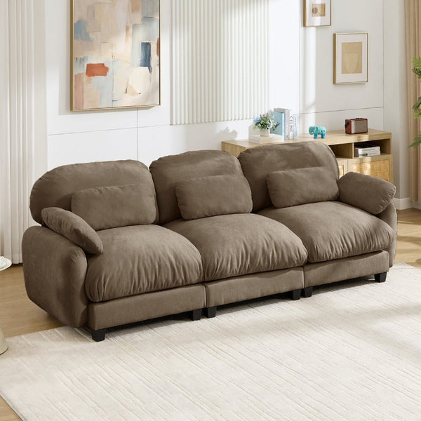 English Elm 3 Seater Chenille Modular Sofa Deep Cushioned Cloud Comfort for Modern Living Rooms Brown W714S02061