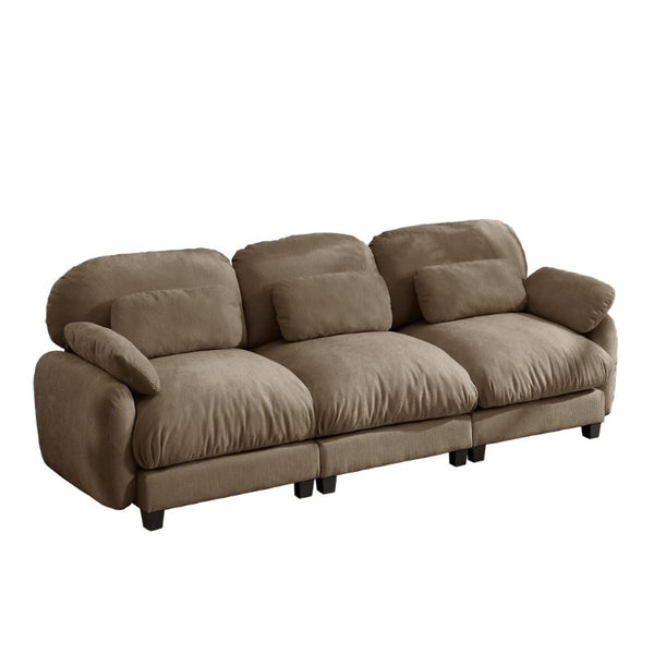English Elm 3 Seater Chenille Modular Sofa Deep Cushioned Cloud Comfort for Modern Living Rooms Brown W714S02061