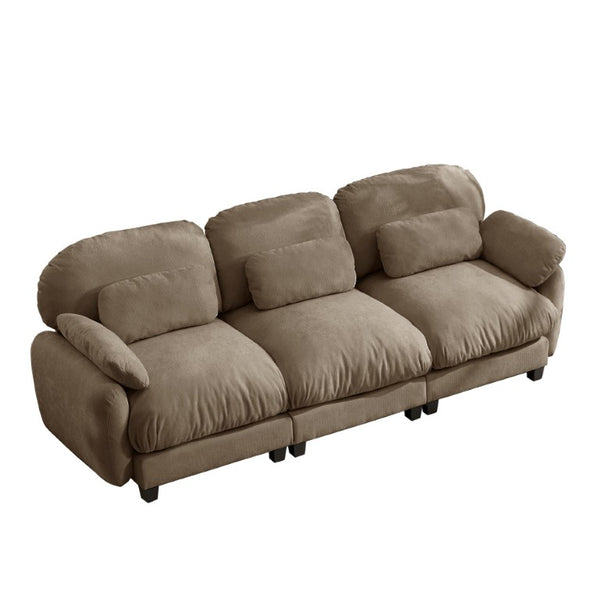 English Elm 3 Seater Chenille Modular Sofa Deep Cushioned Cloud Comfort for Modern Living Rooms Brown W714S02061