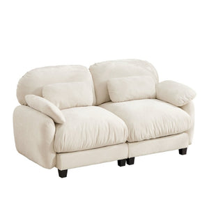 English Elm 2 Seater Chenille Modular Loveseat with Deep Cushions for Apartment Living Room Beige W714S02067