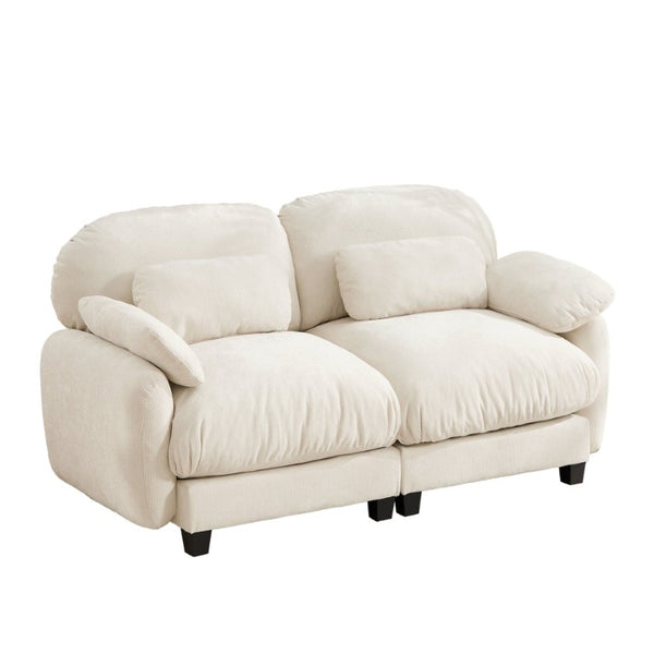 English Elm 2 Seater Chenille Modular Loveseat with Deep Cushions for Apartment Living Room Beige W714S02067