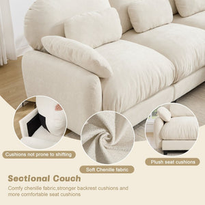 English Elm 2 Seater Chenille Modular Loveseat with Deep Cushions for Apartment Living Room Beige W714S02067