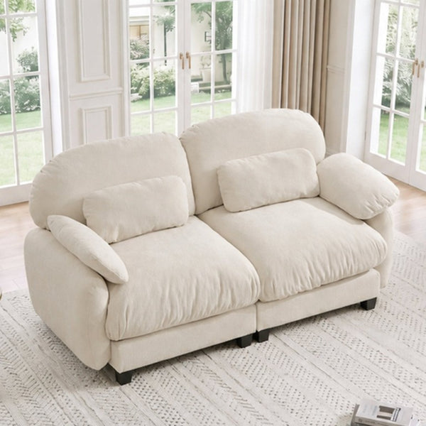 English Elm 2 Seater Chenille Modular Loveseat with Deep Cushions for Apartment Living Room Beige W714S02067
