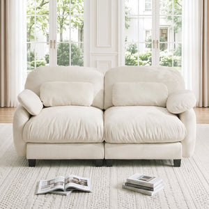 English Elm 2 Seater Chenille Modular Loveseat with Deep Cushions for Apartment Living Room Beige W714S02067