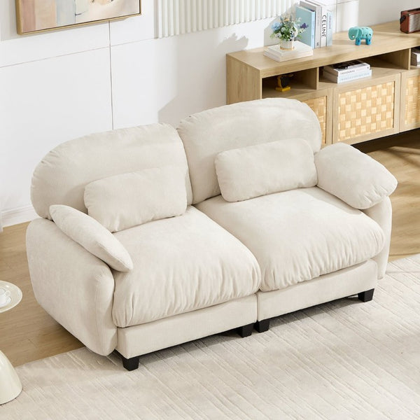 English Elm 2 Seater Chenille Modular Loveseat with Deep Cushions for Apartment Living Room Beige W714S02067