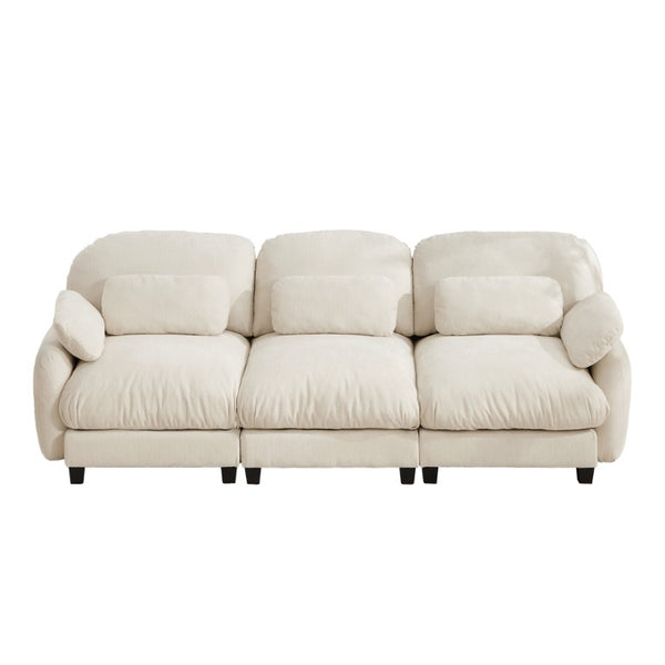 English Elm 3 Seater Chenille Modular Sofa Deep Cushioned Cloud Comfort for Modern Living Rooms Beige W714S02070
