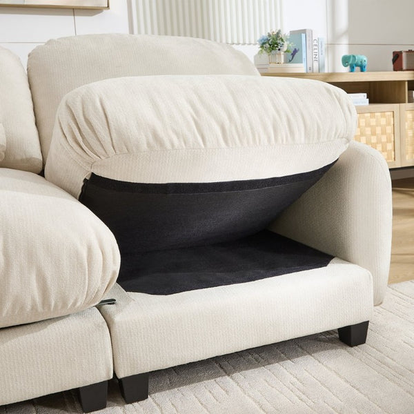 English Elm 3 Seater Chenille Modular Sofa Deep Cushioned Cloud Comfort for Modern Living Rooms Beige W714S02070