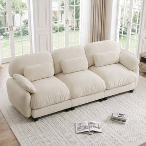 English Elm 3 Seater Chenille Modular Sofa Deep Cushioned Cloud Comfort for Modern Living Rooms Beige W714S02070