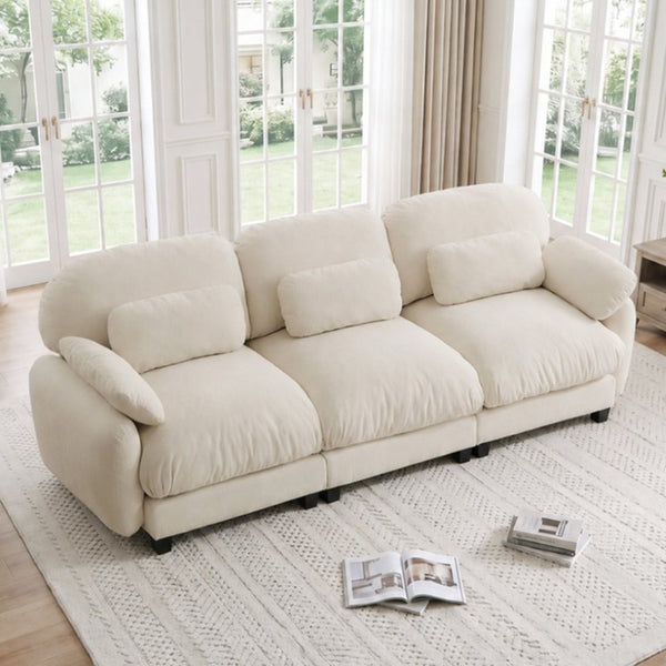English Elm 3 Seater Chenille Modular Sofa Deep Cushioned Cloud Comfort for Modern Living Rooms Beige W714S02070