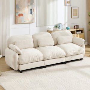English Elm 3 Seater Chenille Modular Sofa Deep Cushioned Cloud Comfort for Modern Living Rooms Beige W714S02070