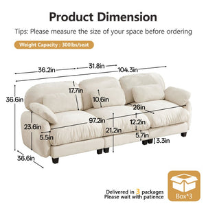 English Elm 3 Seater Chenille Modular Sofa Deep Cushioned Cloud Comfort for Modern Living Rooms Beige W714S02070