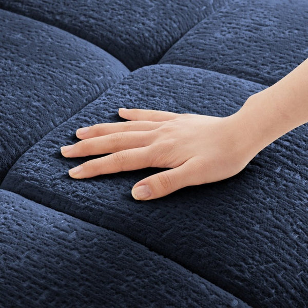 English Elm Modern Tufted Chenille Four Seat Sofa with Solid Wood Frame for Living Rooms Blue 4-Seater W714S02077