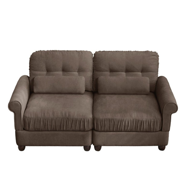 English Elm Modern Tufted Chenille Four Seat Sofa with Solid Wood Frame for Living Rooms Brown 2-Seater W714S02078