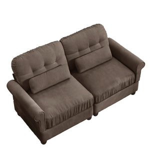 English Elm Modern Tufted Chenille Four Seat Sofa with Solid Wood Frame for Living Rooms Brown 2-Seater W714S02078