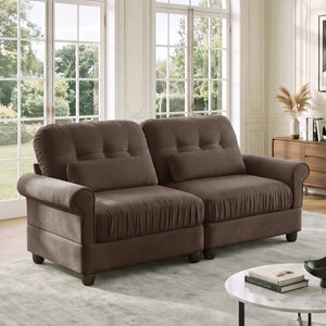 English Elm Modern Tufted Chenille Four Seat Sofa with Solid Wood Frame for Living Rooms Brown 2-Seater W714S02078