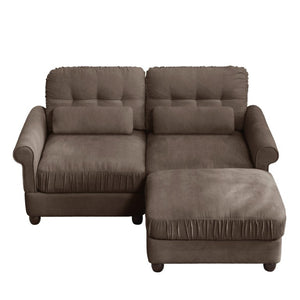 English Elm Chenille Modular Loveseat Sectional with Ottoman Button Tufted Retro Style for Apartments W714S02079