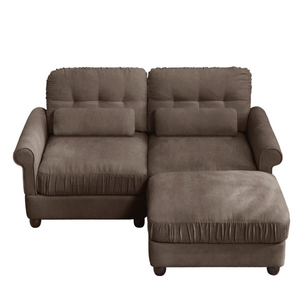 English Elm Chenille Modular Loveseat Sectional with Ottoman Button Tufted Retro Style for Apartments W714S02079