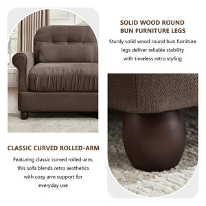 English Elm Chenille Modular U-Shape Sectional with Button-Tufted Back and Deep Cozy Seating Brown 4-Seater W714S02084